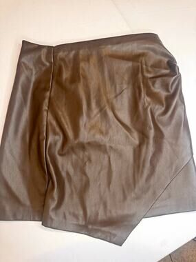 Cute Urban Market Brown Faux Leather Mini Skirt Lined Zipper Closure Size S